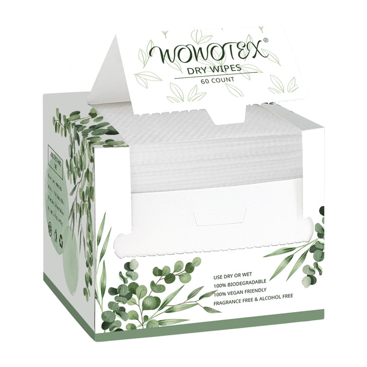 WOWOTEX Disposable Face Towel Biodegradable Large Dry Wipes 60 CountBox Extra Thick Soft Clean Facial Towels for Sensiti