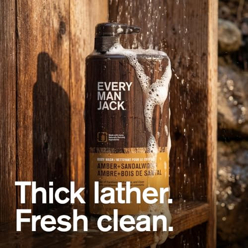 Every Man Jack Nourishing Amber Sandalwood Mens Body Wash for All Skin Types Cleanse Nourish and Hydrate Skin with Natur