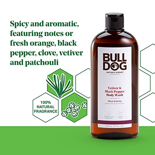 BULLDOG Mens Skincare and Grooming Body Wash Vetiver Black Pepper 169 Fluid Ounce