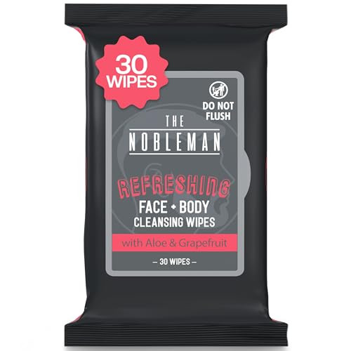 The Nobleman Mens Refreshing Face Body Cleansing Wipes with Grapefruit 30 count