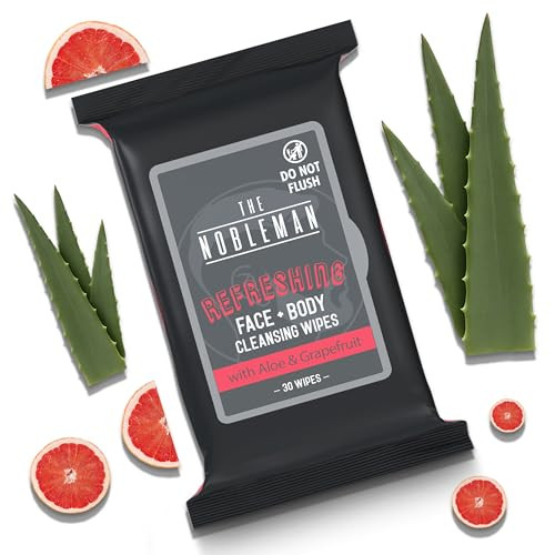 The Nobleman Mens Refreshing Face Body Cleansing Wipes with Grapefruit 30 count