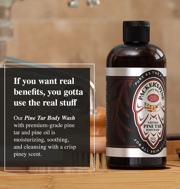 Packers Pine Tar Body Wash Soothing Mens Shower Gel For Psoriasis Relief Made With Natural Pine Tar and Pine Oils Parabe