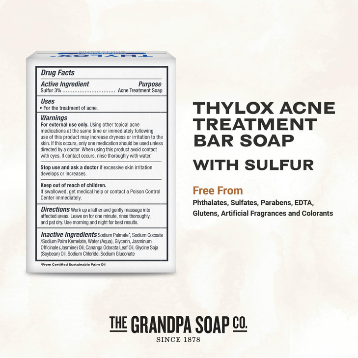 The Grandpa Soap Co Thylox Acne Treatment Bar Soap With 3 Natural Sulfur Prevents and Eliminates breakouts For Acne Pron