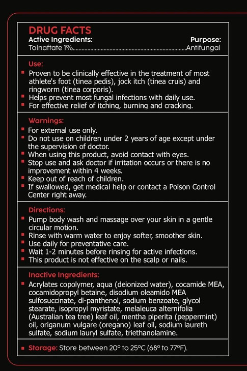 Blackbelt Body Wash Antifungal Athletes Body Soap Prevents and Treats Ringworm Jock Itch and Athletes Foot