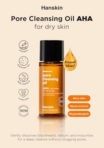 Hanskin Alpha Hydroxy Acid Pore Cleansing Oil Sample Trial Mini Size Exfoliating Makeup Remover Facial Cleanser Set Mois