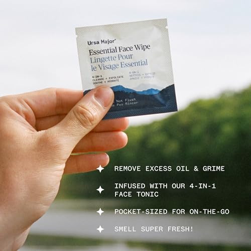 Ursa Major Essential Face Wipes Natural Biodegradable CrueltyFree Cleanse Exfoliate Soothe and Hydrate Individually Wrap