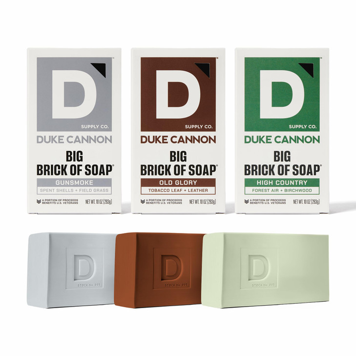 Duke Cannon Supply Co Big Brick of Soap Bar Frontier 30 VarietyPack Extra Large Masculine Scents 10 oz Pack of 3