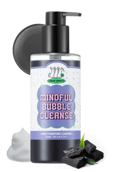 CHASIN RABBITS Mindful Bubble Cleanse Vegan All In One Face to Body Bubble Cleanser Pore Purifying with Charcoal face wa