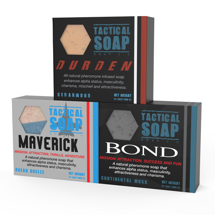 Tactical Soap AllNatural Mens Soap 3 bars PheromoneInfused for Attraction Exfoliating Manly Bar Soap 100 Natural Made in