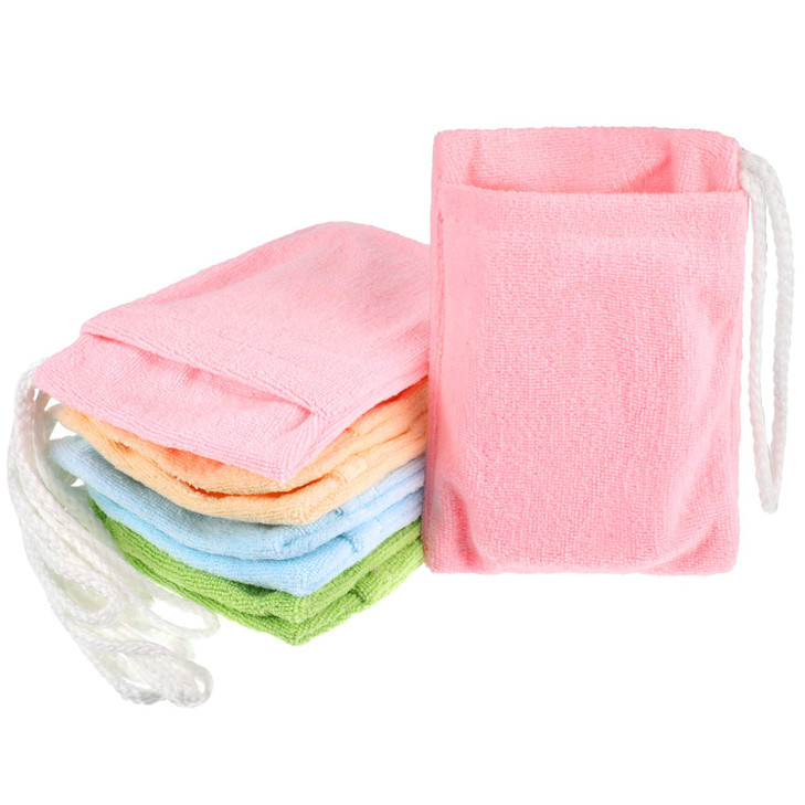 8 Pieces Soap Holder Bag Microfiber Soap Exfoliating Saver Bag Hanging Soap Saver Pouch Colorful Soft Soap Bags for Body