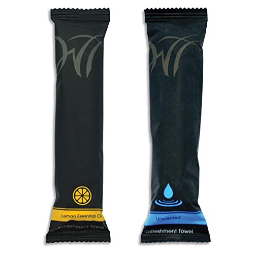 White Towel Services 8 x 8 inch Moist Cotton Towel Individually Wrapped Lemon and Unscented Case of 100