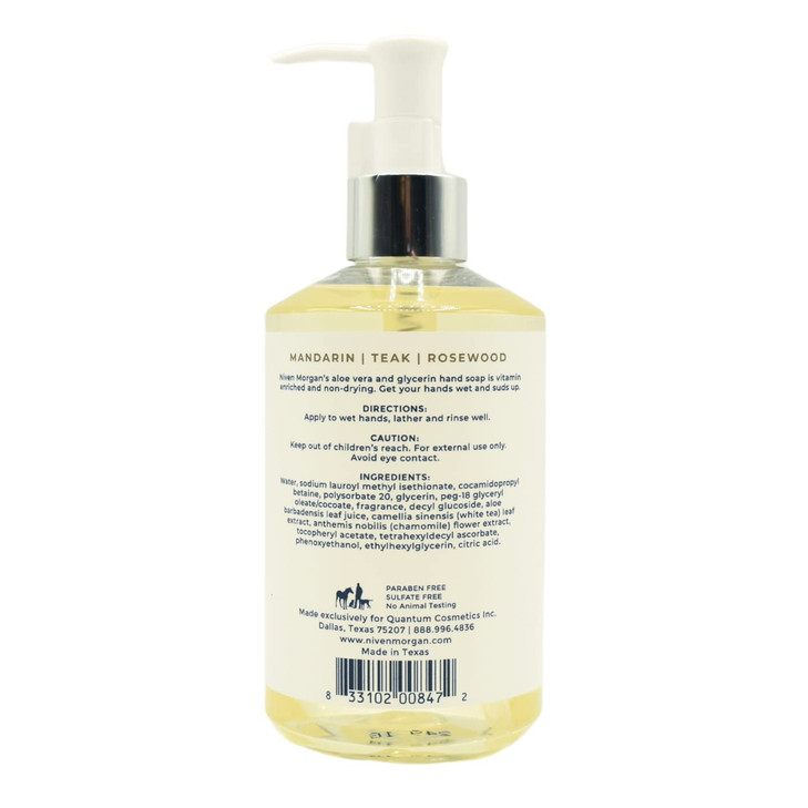 Niven Morgan Mandarin Teak and Rosewood Hand Soap 11fl oz 325 ml