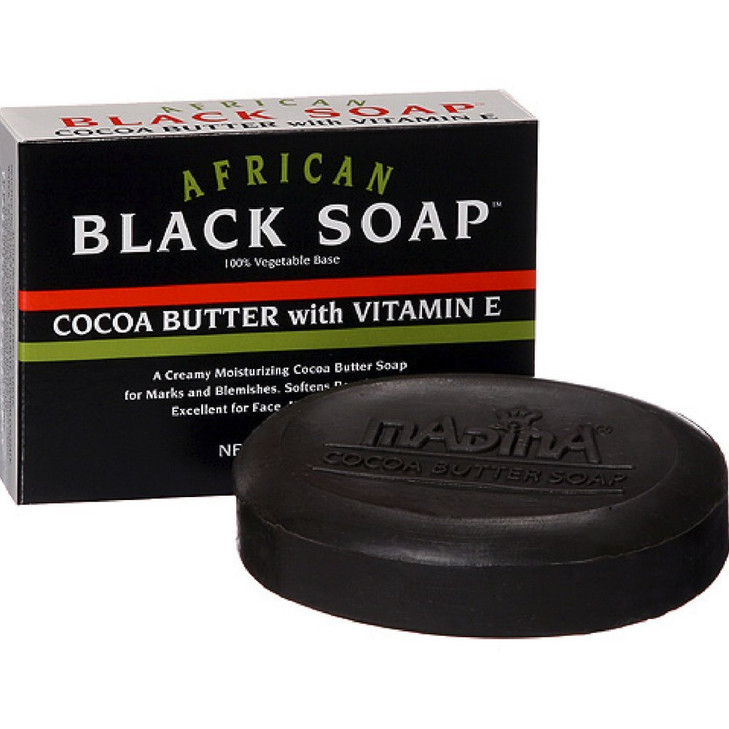 Madina African Black Soap Cocoa Butter with Vitamin E 35 oz Pack of 12