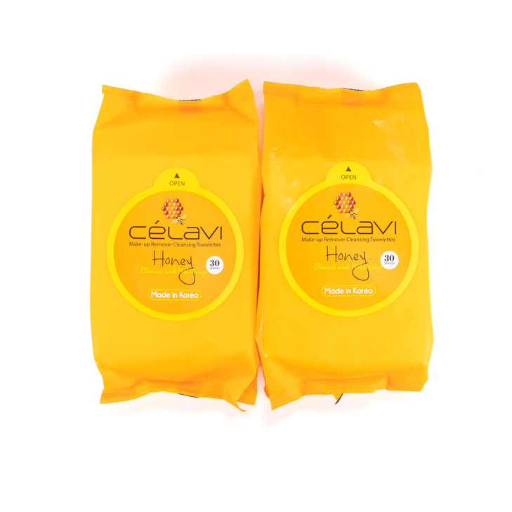 Celavi Makeup Remover Cleansing Wipes Removing Towelettes 2 Packs 60 Sheets Honey