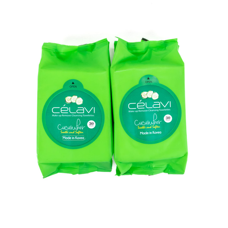 Celavi Makeup Remover Cleansing Wipes Removing Towelettes 2 Packs 60 Sheets Cucumber