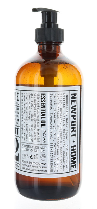 2 Bottles Newport Home Hand Soap Rosemary Mint 16 oz Infused wCoconut Oil Essential Oil by Home and Body Co
