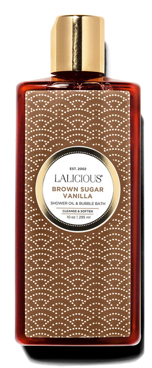 LaLicious Brown Sugar Vanilla Shower Oil Bubble Bath Shower Cleanser with Topical Probiotics Grapeseed Oil No Parabens 1