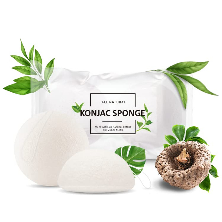 Memoir All Natural Korean Konjac Facial Sponge Set 2 Pack Gently Exfoliate Sensitive Skin Great for Acne Prone Skin Gent