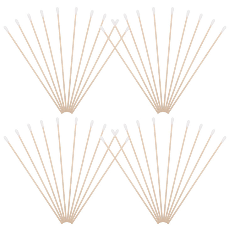 Cotton Swabs 100Pcs Long Wood Handle Swabs Ear Cleaning Wound Care Cotton Buds Round Cotton Tip Swab