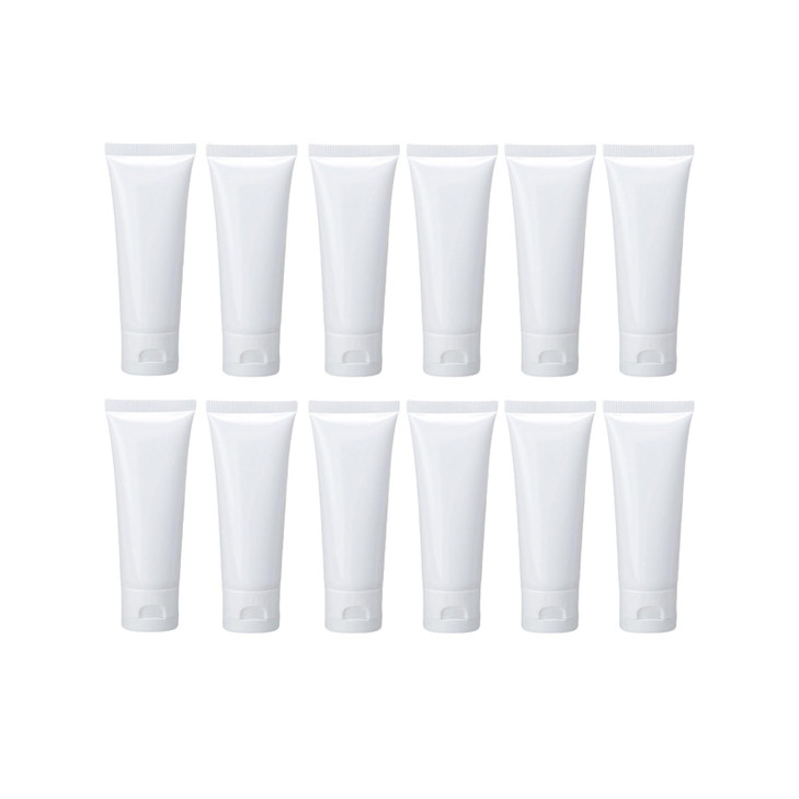 12PCS Refillable Empty Plastic Tubes White Cosmetic Containers Plastic Soft Tubes Bottle for Package Facial Cleanser Han