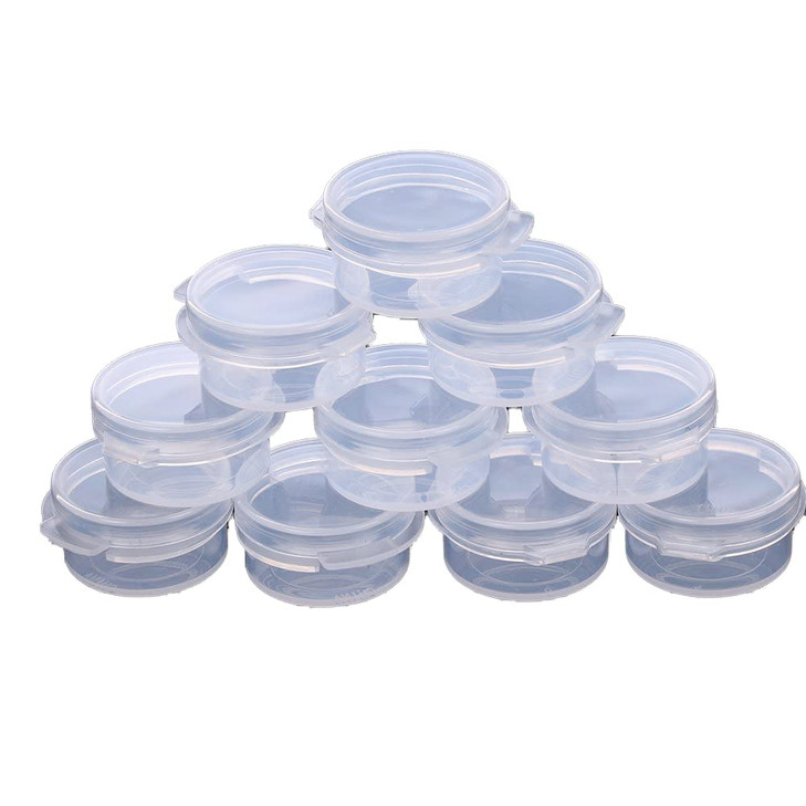 EORTA 50 Pcs Plastic Cosmetic Jar 5g Empty Clear Case with Snap Lids Portable Mini Storage Box Makeup Jar Sample Bottle