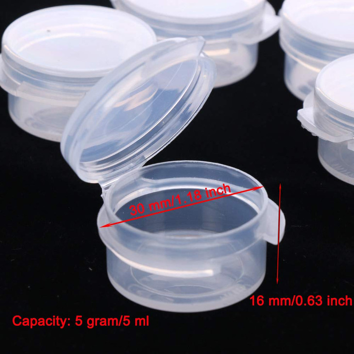 EORTA 50 Pcs Plastic Cosmetic Jar 5g Empty Clear Case with Snap Lids Portable Mini Storage Box Makeup Jar Sample Bottle