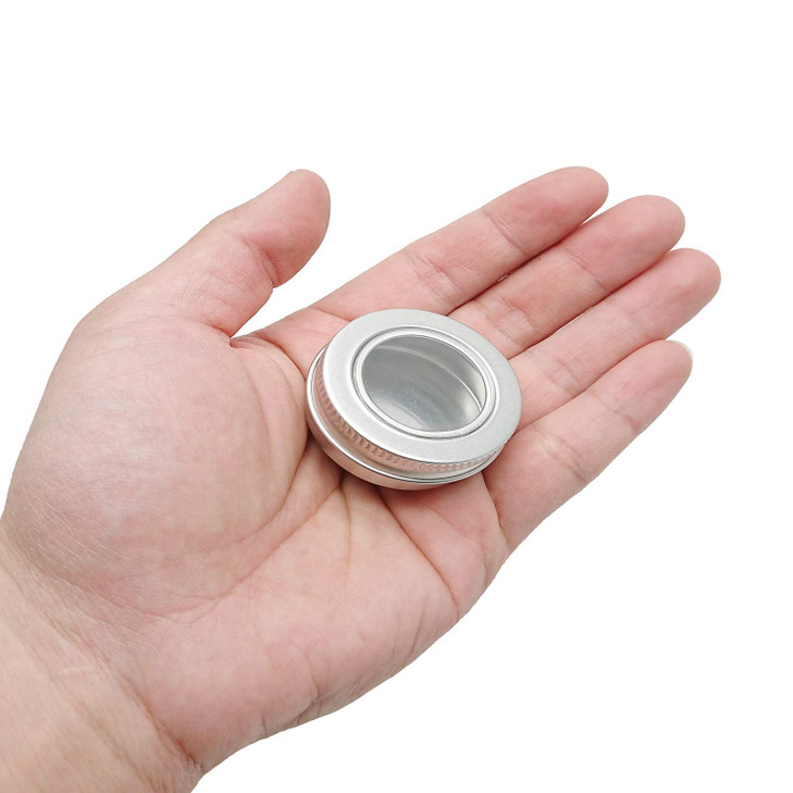 05 Ounce Aluminum Tin Jar 15 ml Refillable Containers Clear Top Screw Lid Round Tin Container Bottle 20 Pcs for Cosmetic