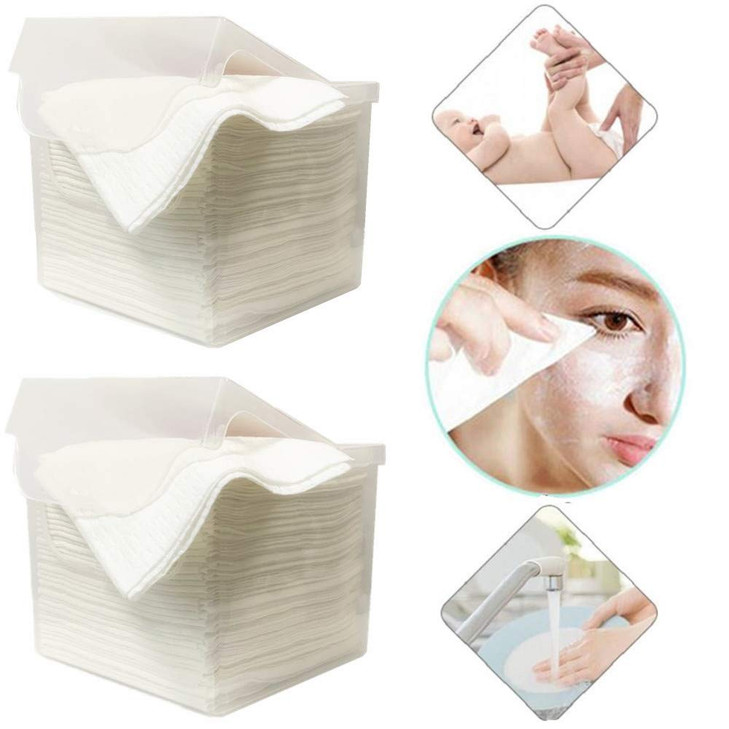 XICHEN 2 Box of 80 pcs Disposable Towel for Washing Face Cotton Pads Cosmetic Cotton Can be Wet and Dry