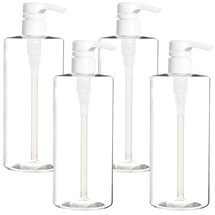Youngever 4 Pack Pump Bottles for Shampoo 24 Ounce Empty Shampoo Pump Bottles Plastic Cylinder with LockdownLeak ProofPu