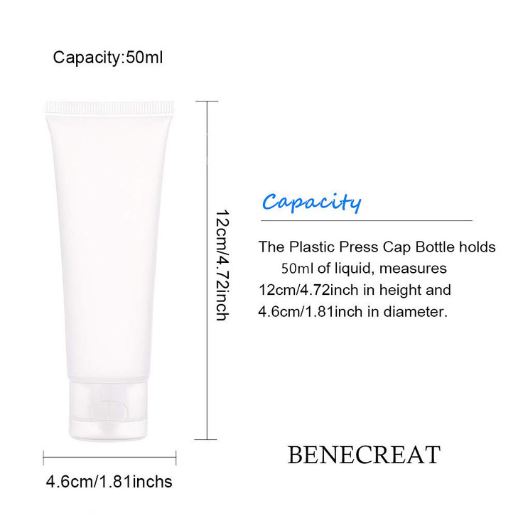 BENECREAT 30 Pack 50ml167oz Clear Empty Tubes Clear Squeezable Cosmetic Containers Refillable Plastic Tubes for Shampoo