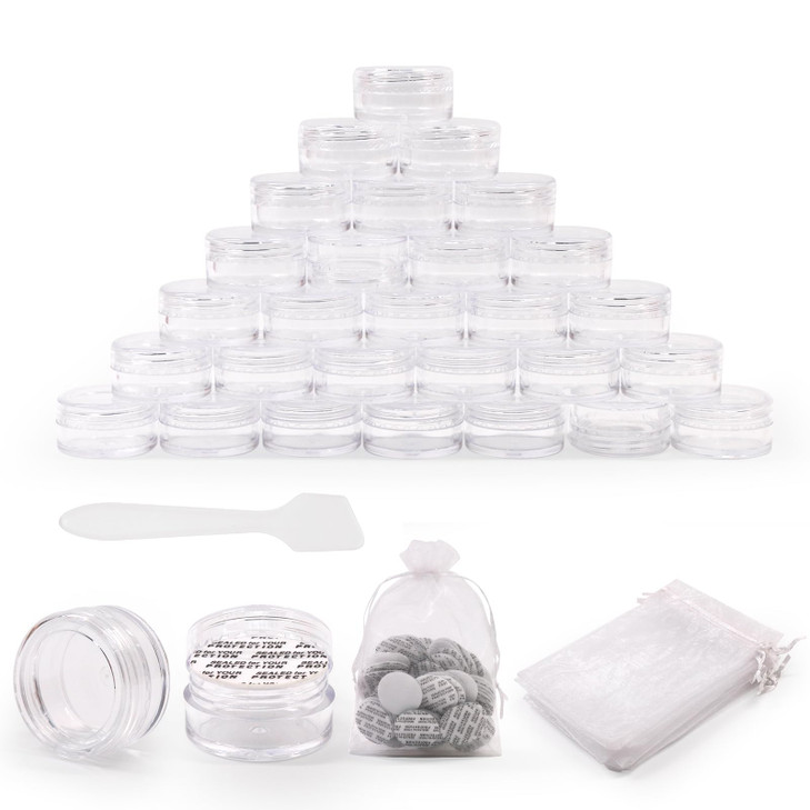 SumDirect 100Pcs 5G5ML Clear Plastic Cosmetic Containers with Lids Sample Jars Makeup Sample Containers for Cream Lotion