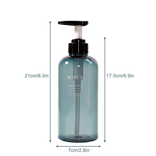 Shampoo and Conditioner Dispenser BottlesYeeco Pump Bottle 3 Pack Refillable Clear Blue Shampoo Dispenser 169oz500ml Pla