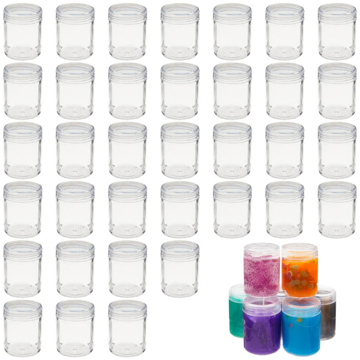 Juvale Plastic Jars with Lids 35Pack 12 Oz Clear Tiny Jars with Lids for Jewelry Making Storage