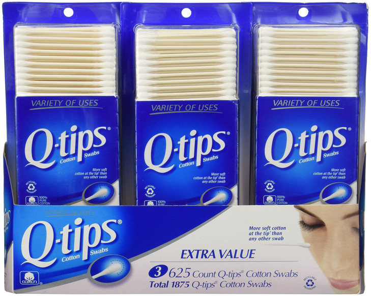 Qtips Cotton Swabs 3 Packs of 625 Count