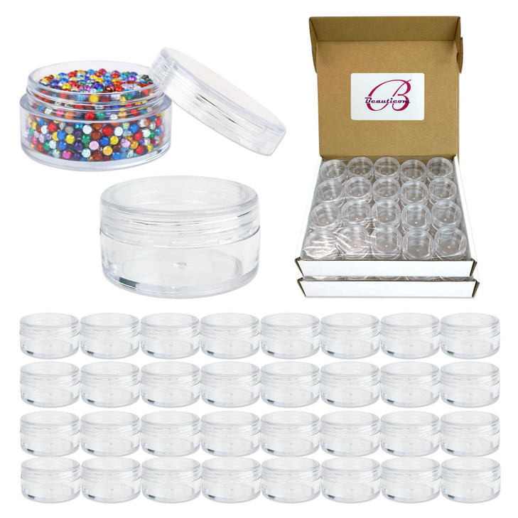 Quantity 100 Pieces Beauticom 10G10ML Clear Lid Plastic Cosmetic Lip Balm Lip Gloss Cream Lotion Eyeshadow Container Jar