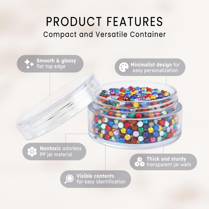 Quantity 100 Pieces Beauticom 10G10ML Clear Lid Plastic Cosmetic Lip Balm Lip Gloss Cream Lotion Eyeshadow Container Jar