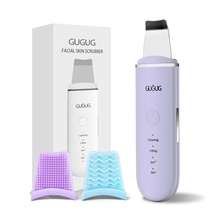 GUGUG Skin Scrubber Face Spatula Skin Spatula Pore Cleaner Blackhead Remover Tools for Facial Deep Cleansing4 Modes Purp