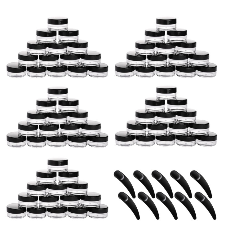 Refillable Cosmetic Sample Jars 100 Pack 20g 07oz Green Small Travel Containers with Lids 10 Mini Makeup Spatulas BPA Fr