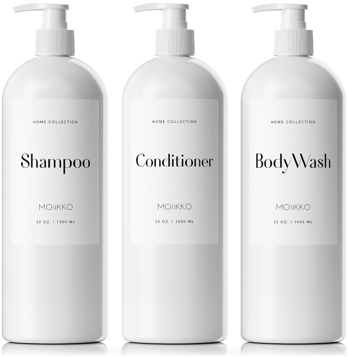 MOIIKKO 32oz Refillable Shampoo and Conditioner Dispenser Bottles Set of 3 Empty Shampoo Conditioner Body Wash Dispenser