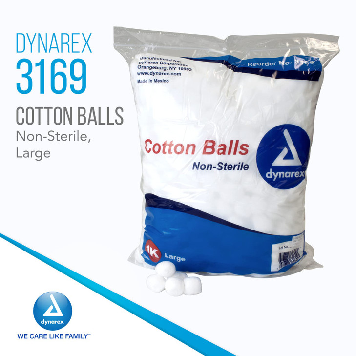 Dynarex Cotton Ball Large NonSterile 1000 Count Pack of 2