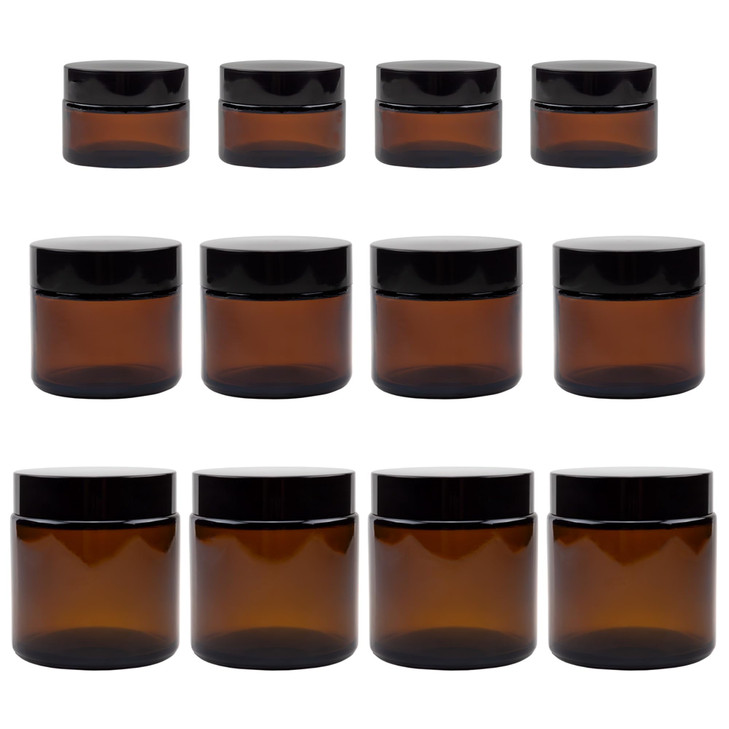 Cornucopia Brands 1 2 4Ounce Amber Glass Straight Sided Jars Combo Pack 4 Each 12 Total Great Containers for Cosmetics L
