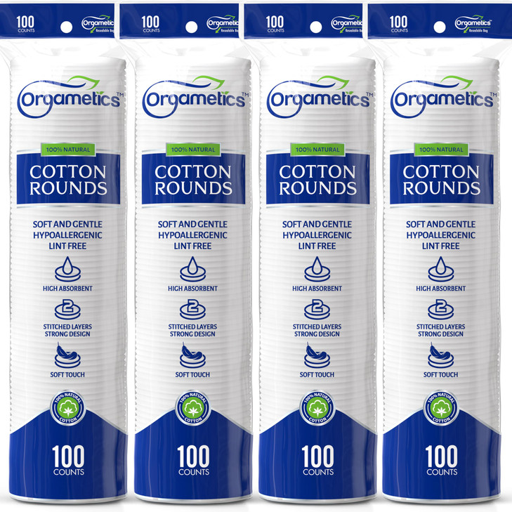 Orgametics Cotton Rounds 100 Natural Turkish Cotton Premium Makeup Remover and Facial Cleansing Round Pads Lint Free Hyp