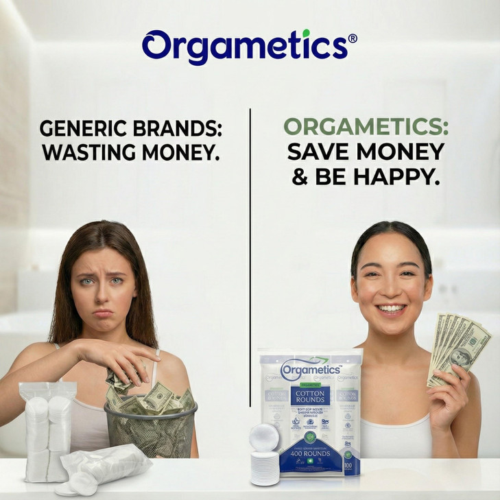 Orgametics Cotton Rounds 100 Natural Turkish Cotton Premium Makeup Remover and Facial Cleansing Round Pads Lint Free Hyp