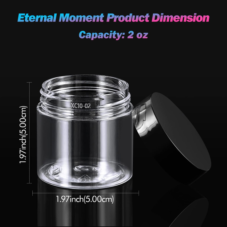 Eternal Moment 36 Pack 2 OZ Plastic Jars Round Clear Cosmetic Container Jars with Lids Perfect for Lotion Cream Ointment