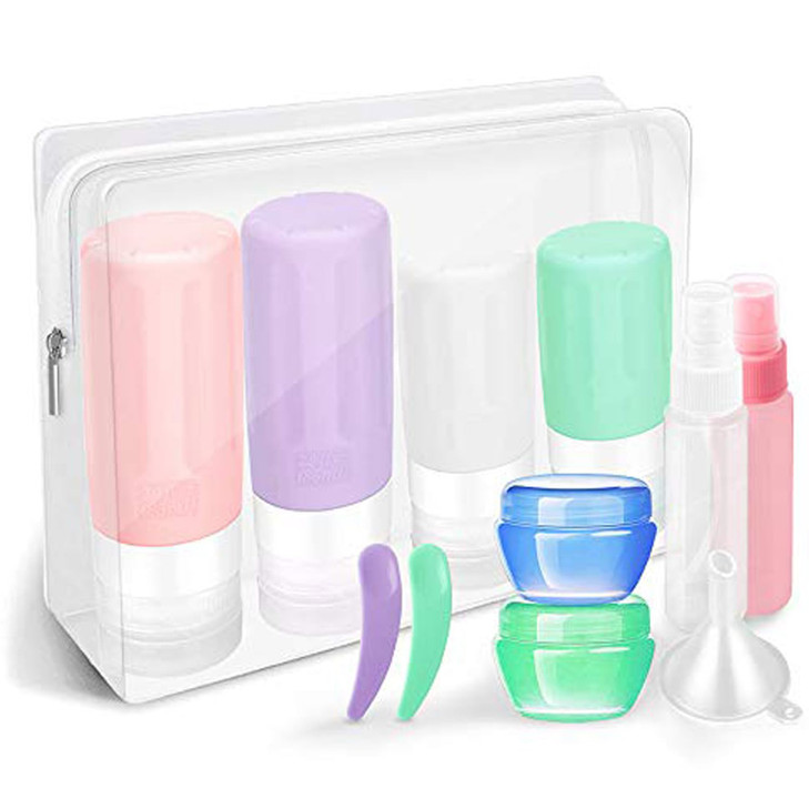 Travel Bottles Kit TSA Approved Leak Proof Portable Toiletry Containers Set Clear PET Flight Size Cosmetic Containers fo