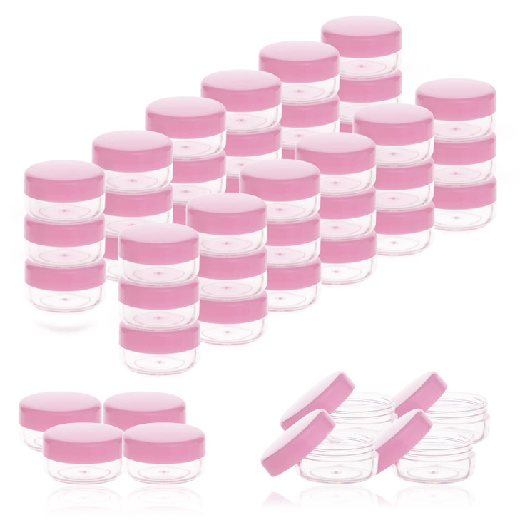 ZEJIA 5 Gram Sample Containers with Lids Mini Makeup Containers Empty Plastic Travel Cosmetic Containers with Labels50 C