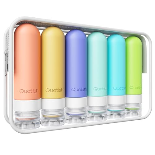 Quatish Travel Bottles for Toiletries 6 Pack Original Patented Leakproof 3 oz Tsa Approved Travel Size Containers BPA Fr