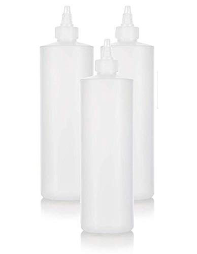 JUVITUS 16 oz Twist Top Spout Natural Clear Refillable Plastic Squeeze Bottle 3 pack