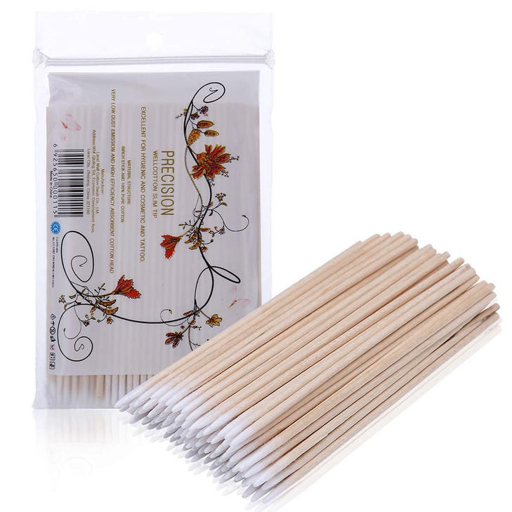 500 Count 4 Inch Pointed Cotton Swabs Precision Microblading Cotton Tipped Applicators Micro Swabs Tattoo Permanent Supp