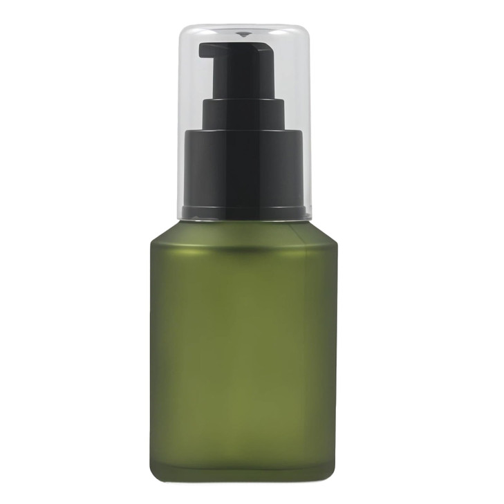 1PCS 60ML2OZ Empty Refillable Green Frosted Glass Bottles with Pump Vial Cosmetic Dispenser Jars Storage Container Porta